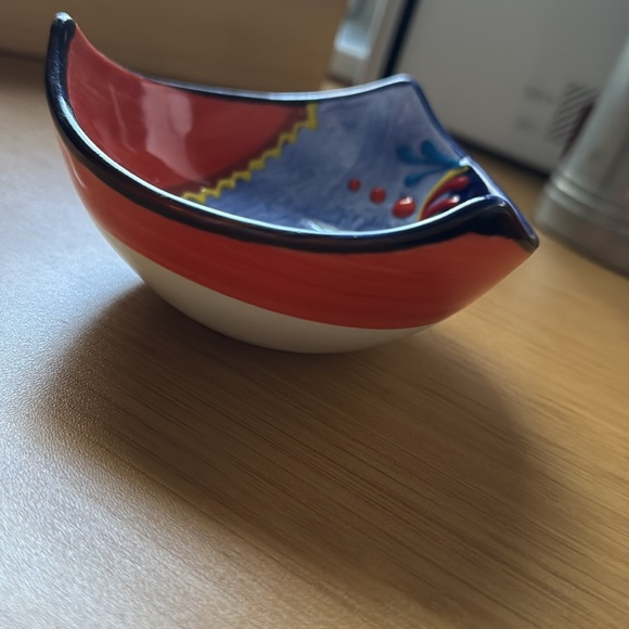 Vtg Spain Del Rio Salado Bowl Trinket Curved Dish Hand Painted Ceramic Pottery - Picture 2 of 4